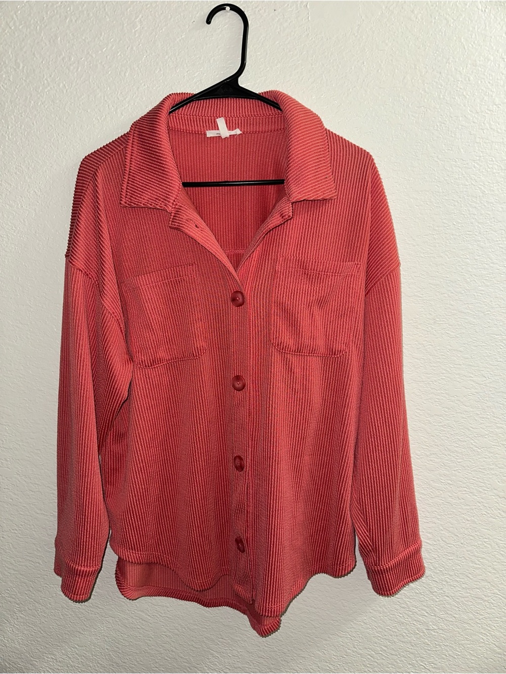 Maurices Coral Button-Front Ribbed Shirt Jacket